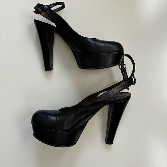 Marni Black Chunky Slingback Heels - Picture 3 of 16